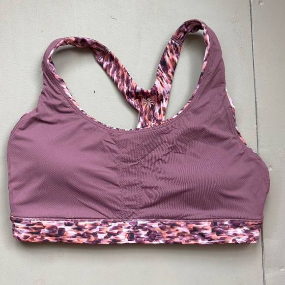EUC Athleta Ultimate Sports Bra S Flare Abstract Maroon Pink Mauve - Picture 5 of 7